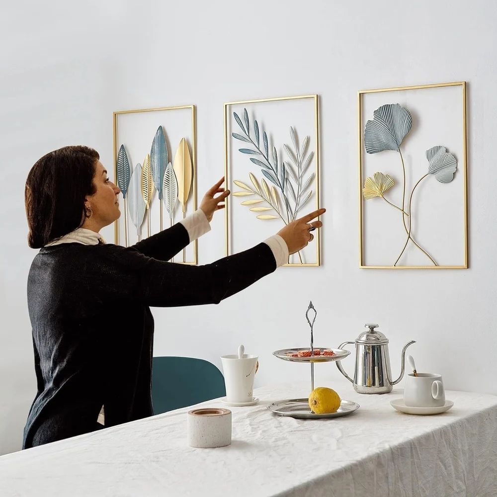 Gold Metal Modern Wall Decor – Leaf Wall Hanging Decoration