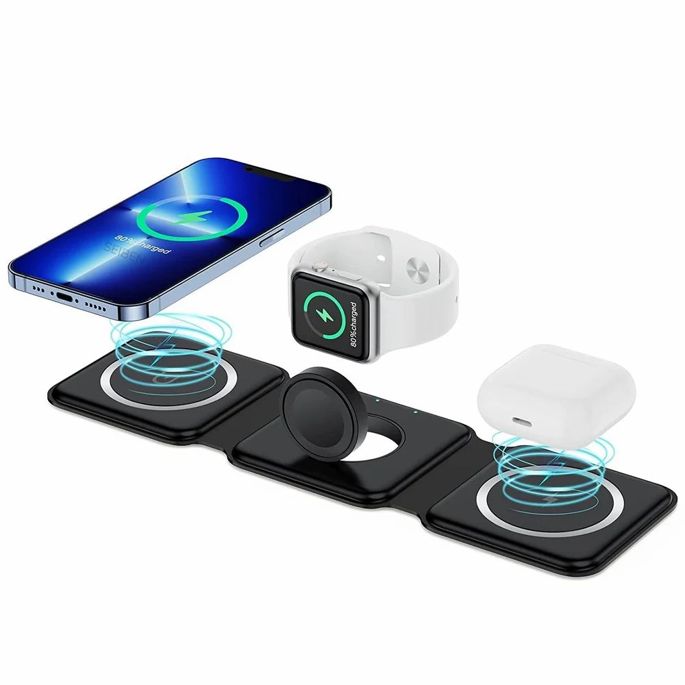 3 In 1 Foldable Wireless Charger Power Bank with Qi